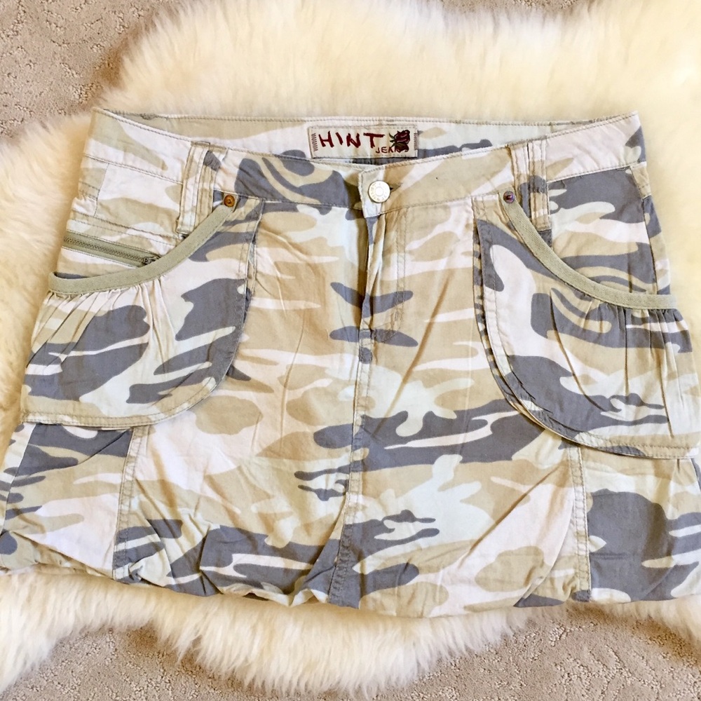 Hint Jeans Camo Mini Skirt